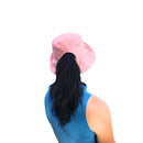 Cotton Ponytail Bucket Caps Hats Reversible Summer Women's Summer Beach Sun Hat-Serve The Flag 13 image