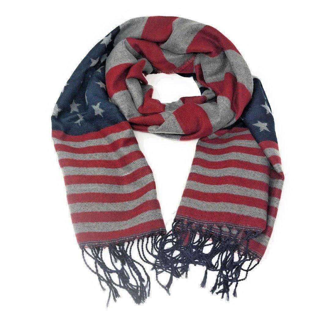 Patriotic USA American Flag Red White Scarf Scarves Shawl Wrap Texture