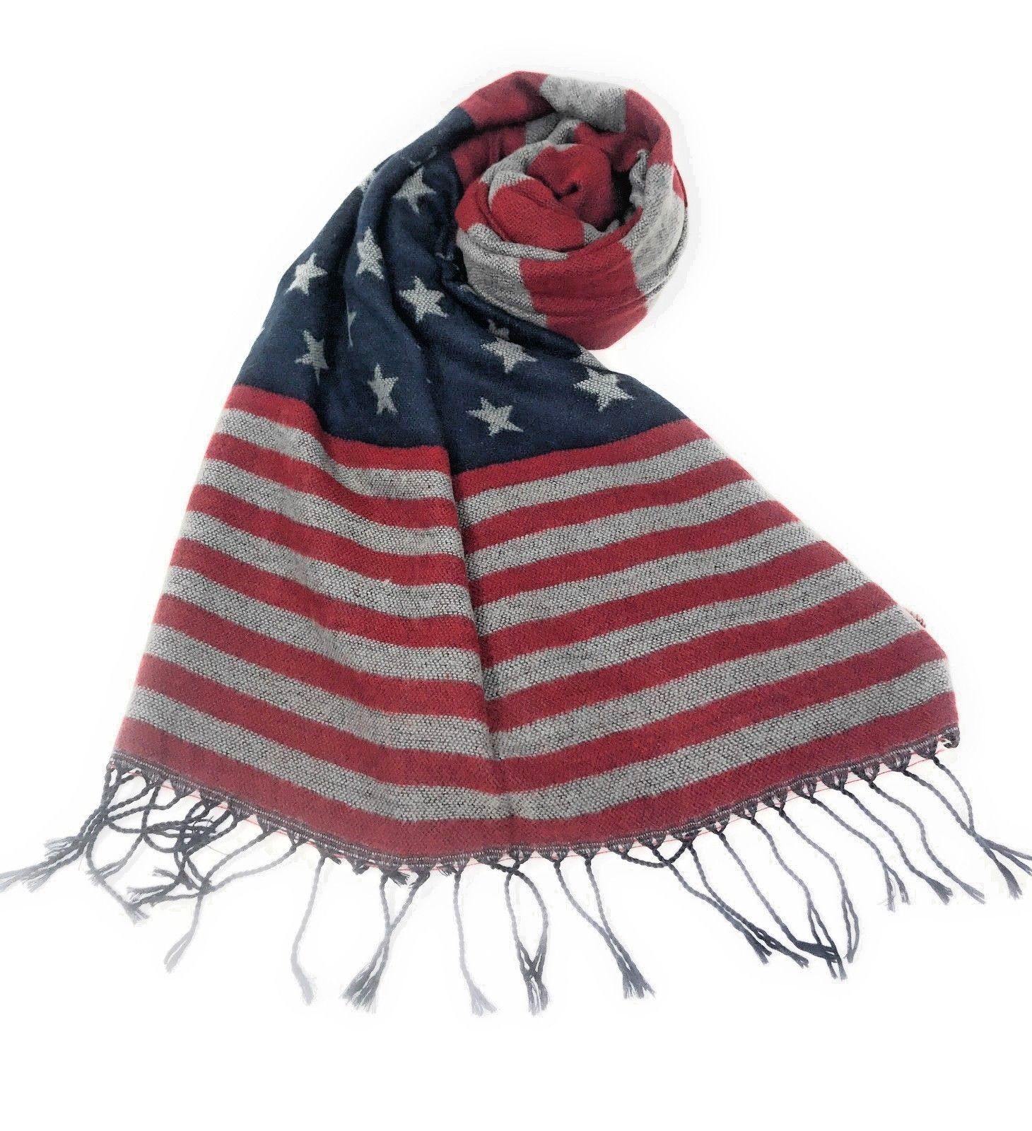 Patriotic USA American Flag Red White Scarf Scarves Shawl Wrap Texture