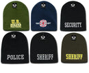 Police Fire Dept Security Border Patrol Sheriff Short Beanies Knit Caps Winter-Serve The Flag 2 image