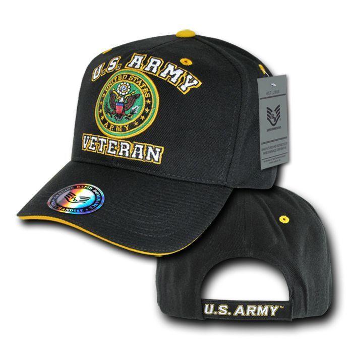 United States Army Star Embroidered Black Baseball Cap - Adjustable Military Hat - View #10