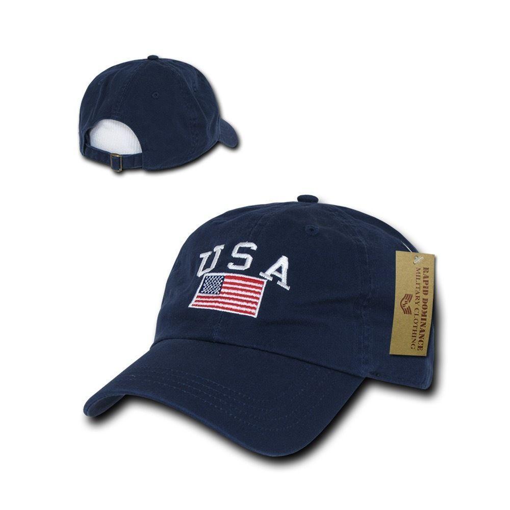 Dad Hat With Dart & American Flag Embroidery - Black One Size Fits Most Sport Game Hat