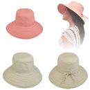 Womens Summer Sun Bucket Hats Caps Ramie Cotton Ribbon Ties Sand Salmon-Serve The Flag 3 image