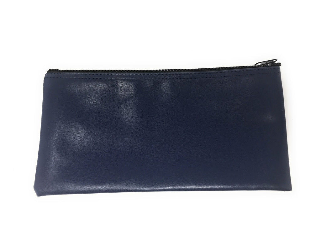 5 Blue Vinyl Bank Deposit Bags - Zippered Cash Coin Pouch 11" X 6", Money Organizer